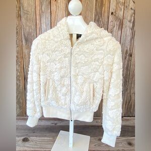 Forever Flower Cozy White Textured Zip-Up Hoodie